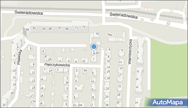 Wrocław, Pieszycka, 5, mapa Wrocławia