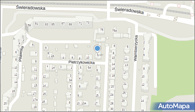 Wrocław, Pieszycka, 7, mapa Wrocławia