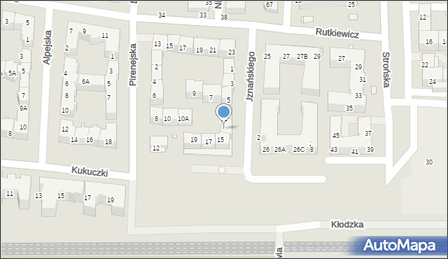 Wrocław, Pirenejska, 13, mapa Wrocławia