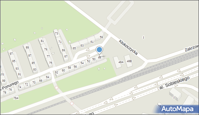 Wrocław, Piwnika-Ponurego Jana, mjr., 48, mapa Wrocławia
