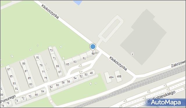 Wrocław, Piwnika-Ponurego Jana, mjr., 59, mapa Wrocławia