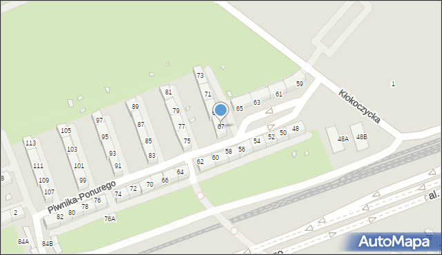 Wrocław, Piwnika-Ponurego Jana, mjr., 67, mapa Wrocławia