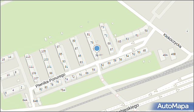 Wrocław, Piwnika-Ponurego Jana, mjr., 75, mapa Wrocławia
