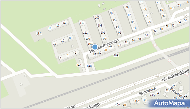 Wrocław, Piwnika-Ponurego Jana, mjr., 82, mapa Wrocławia
