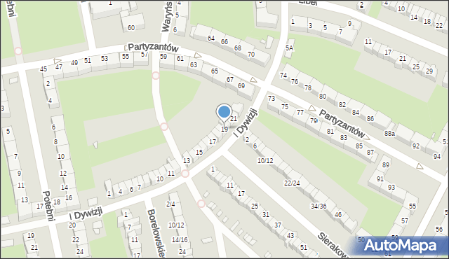 Wrocław, Pierwszej Dywizji, 19, mapa Wrocławia