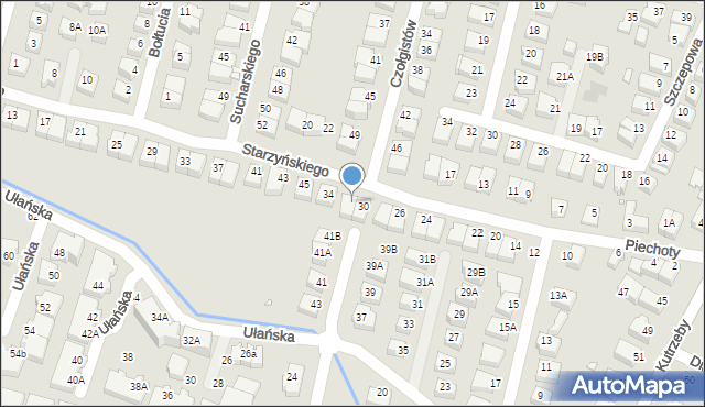 Wrocław, Piechoty, 32, mapa Wrocławia