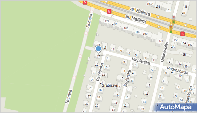 Wrocław, Pionierska, 17, mapa Wrocławia