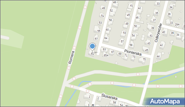 Wrocław, Pionierska, 61, mapa Wrocławia