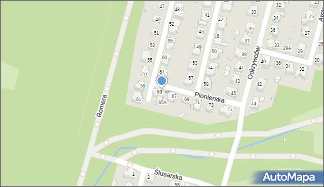 Wrocław, Pionierska, 65, mapa Wrocławia