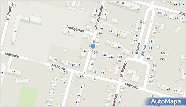 Wrocław, Pierwiosnkowa, 24-26, mapa Wrocławia