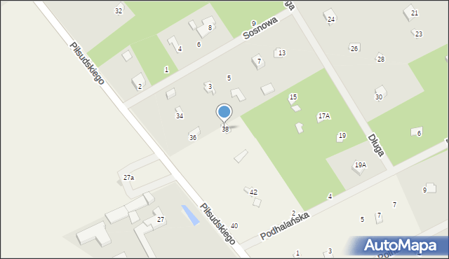 Wrząca, Piłsudskiego Józefa, marsz., 38, mapa Wrząca