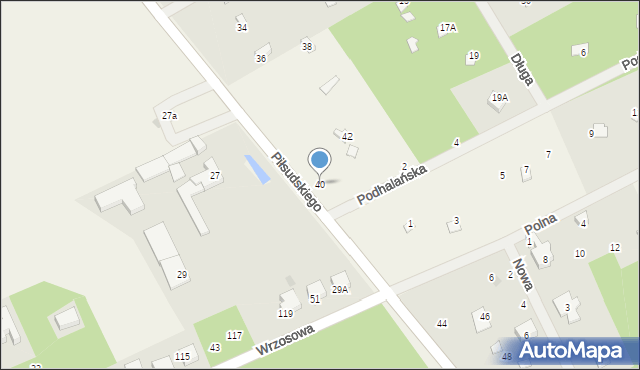 Wrząca, Piłsudskiego Józefa, marsz., 40, mapa Wrząca