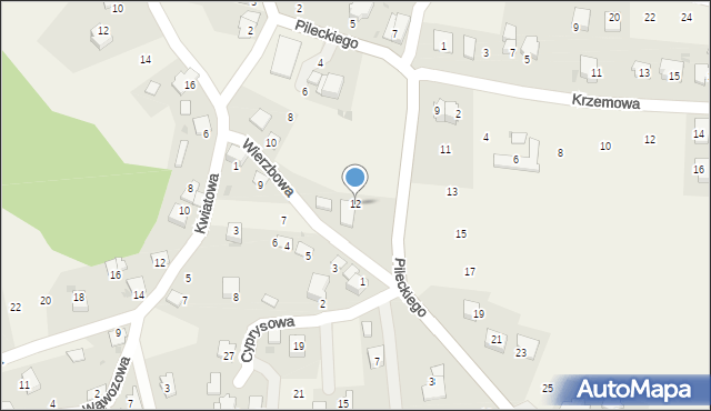 Wrząsowice, Pileckiego Witolda, rtm., 12, mapa Wrząsowice