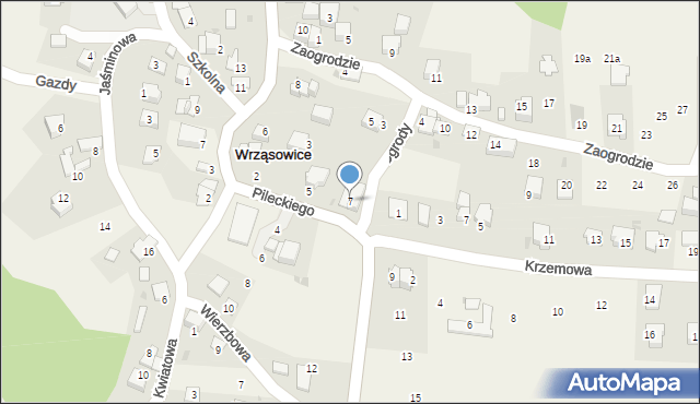 Wrząsowice, Pileckiego Witolda, rtm., 7, mapa Wrząsowice