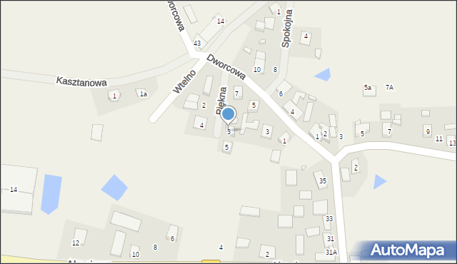 Wtelno, Piękna, 3, mapa Wtelno