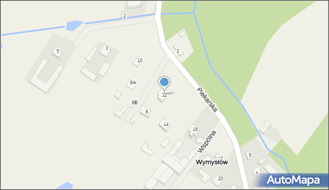 Wymysłów, Piekarska, 12, mapa Wymysłów