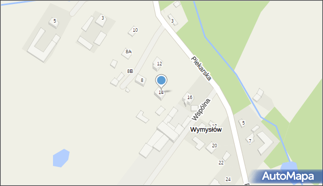 Wymysłów, Piekarska, 14, mapa Wymysłów