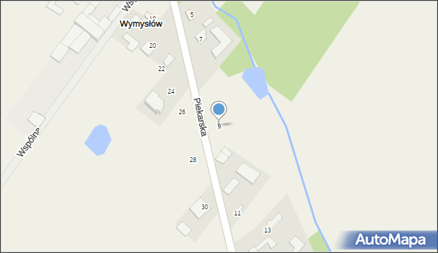 Wymysłów, Piekarska, 9, mapa Wymysłów