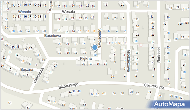 Wyszków, Piękna, 10, mapa Wyszków