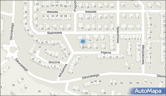 Wyszków, Piękna, 18, mapa Wyszków