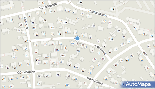 Ząbki, Piaskowa, 7, mapa Ząbki