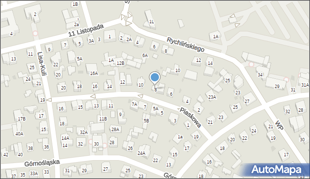 Ząbki, Piaskowa, 8, mapa Ząbki