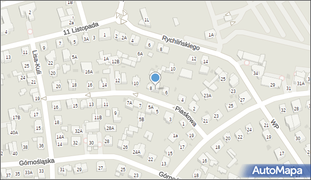 Ząbki, Piaskowa, 8A, mapa Ząbki