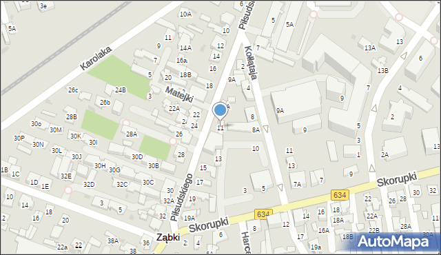 Ząbki, Piłsudskiego Józefa, marsz., 11, mapa Ząbki