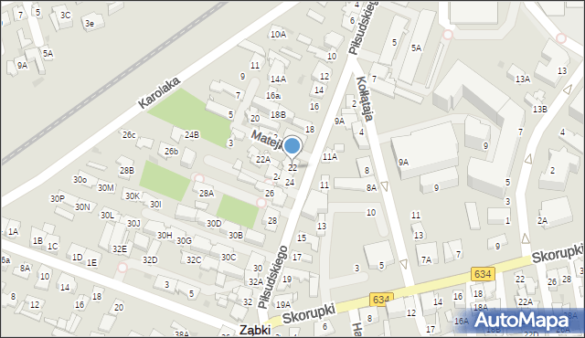 Ząbki, Piłsudskiego Józefa, marsz., 22, mapa Ząbki