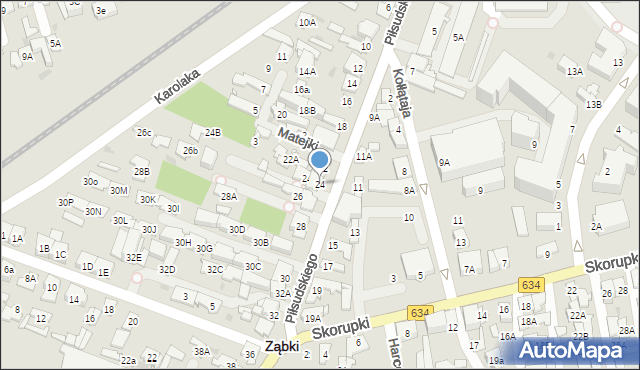 Ząbki, Piłsudskiego Józefa, marsz., 24, mapa Ząbki