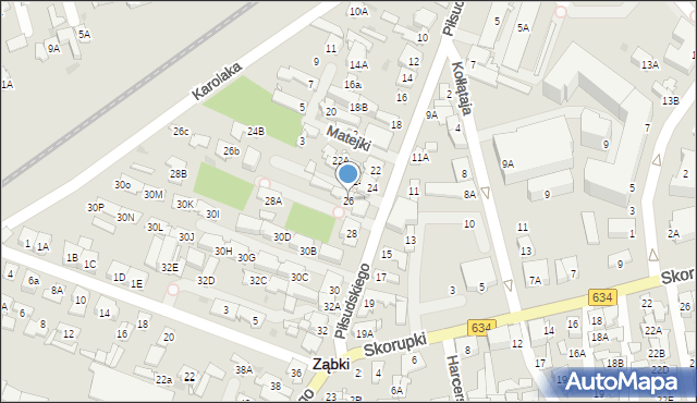 Ząbki, Piłsudskiego Józefa, marsz., 26, mapa Ząbki