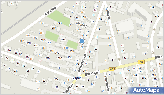 Ząbki, Piłsudskiego Józefa, marsz., 28, mapa Ząbki