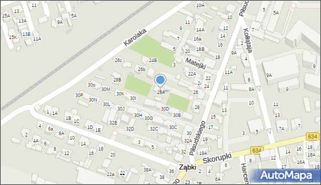 Ząbki, Piłsudskiego Józefa, marsz., 28A, mapa Ząbki