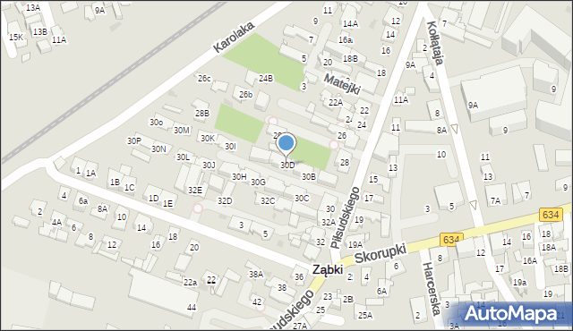 Ząbki, Piłsudskiego Józefa, marsz., 30D, mapa Ząbki