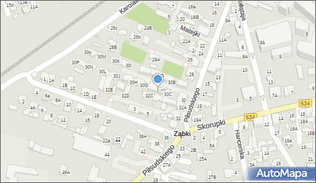 Ząbki, Piłsudskiego Józefa, marsz., 30E, mapa Ząbki