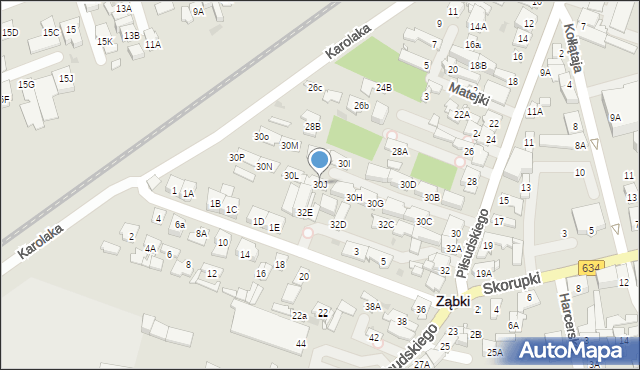 Ząbki, Piłsudskiego Józefa, marsz., 30J, mapa Ząbki