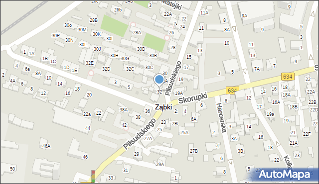 Ząbki, Piłsudskiego Józefa, marsz., 32, mapa Ząbki