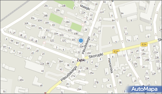 Ząbki, Piłsudskiego Józefa, marsz., 32A, mapa Ząbki
