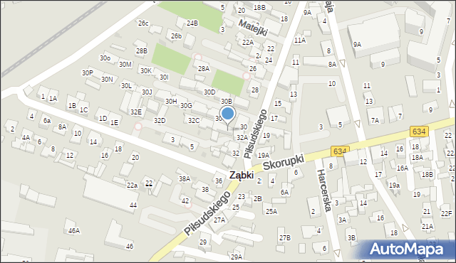 Ząbki, Piłsudskiego Józefa, marsz., 32aa, mapa Ząbki