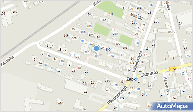 Ząbki, Piłsudskiego Józefa, marsz., 32D, mapa Ząbki