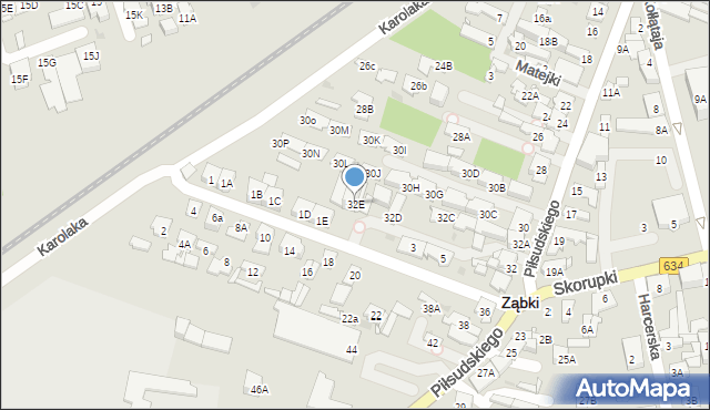Ząbki, Piłsudskiego Józefa, marsz., 32E, mapa Ząbki