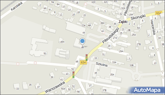Ząbki, Piłsudskiego Józefa, marsz., 46, mapa Ząbki
