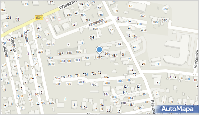 Ząbki, Piłsudskiego Józefa, marsz., 68D, mapa Ząbki