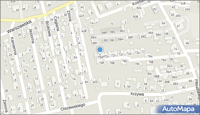 Ząbki, Piłsudskiego Józefa, marsz., 72m, mapa Ząbki