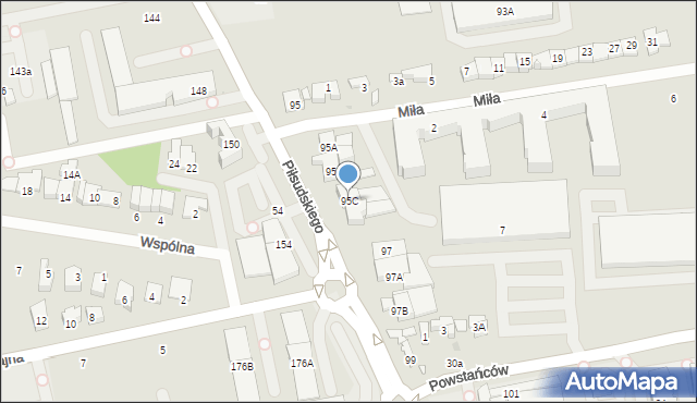 Ząbki, Piłsudskiego Józefa, marsz., 95C, mapa Ząbki