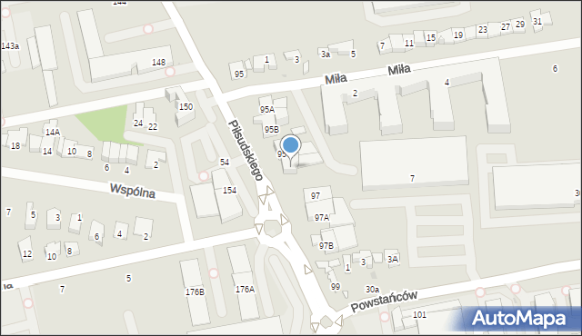Ząbki, Piłsudskiego Józefa, marsz., 95D, mapa Ząbki