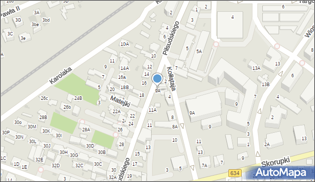Ząbki, Piłsudskiego Józefa, marsz., 9A, mapa Ząbki