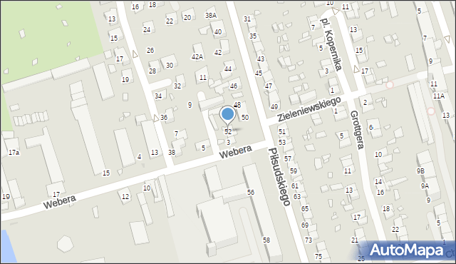 Zabrze, Piłsudskiego Józefa, marsz., 52, mapa Zabrza