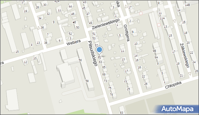 Zabrze, Piłsudskiego Józefa, marsz., 61, mapa Zabrza