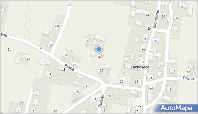 Zachowice, Piwna, 24, mapa Zachowice